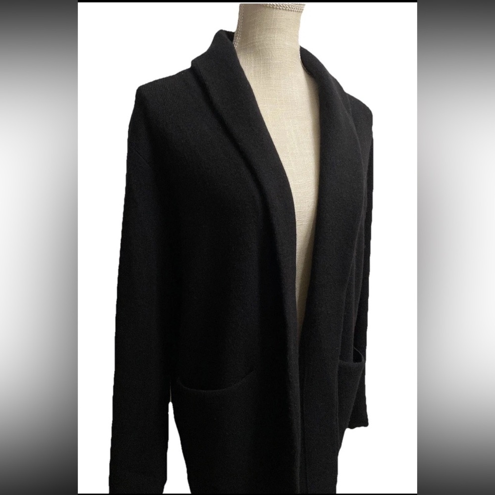 J Crew Black Open Front Sweater Blazer In Everyday Cashmere Size M Cardigan - Picture 2 of 8